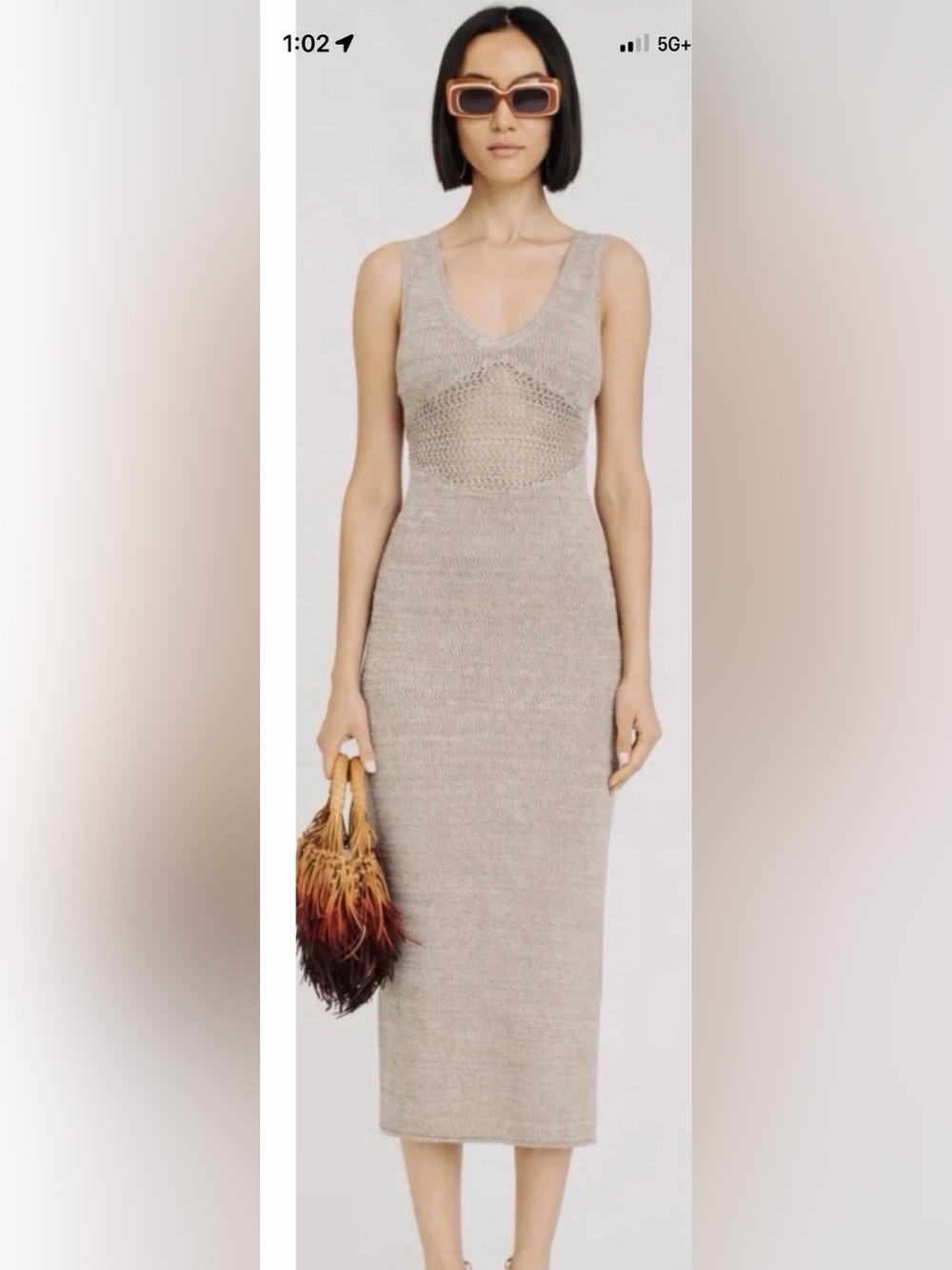 Torn by Ronny Kobo Sleeveless Knit Midi Dress in Taupe